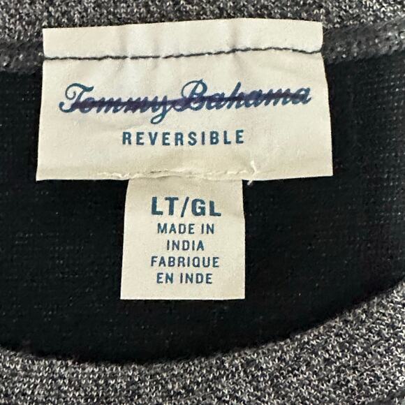 Tommy Bahama Gray and Black Reversible Long Sleeve Crew Neck Top Size LT - Picture 4 of 7